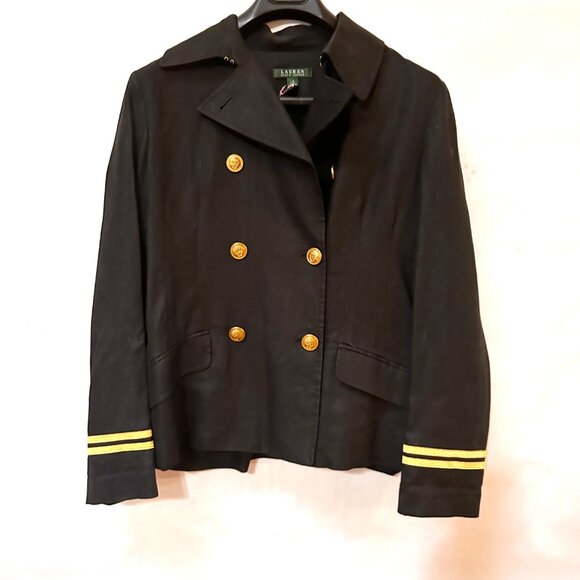 Ralph Lauren Brass Blazer Black Cotten Size Large VTG Jacket Sport Coat - Picture 5 of 8